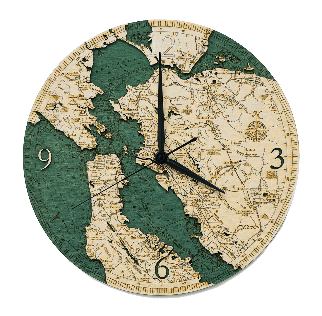 Map of San Francisco Bay Wood Clock