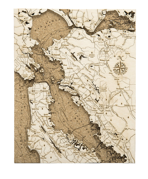 Engraved San Francisco Bay Cork Map