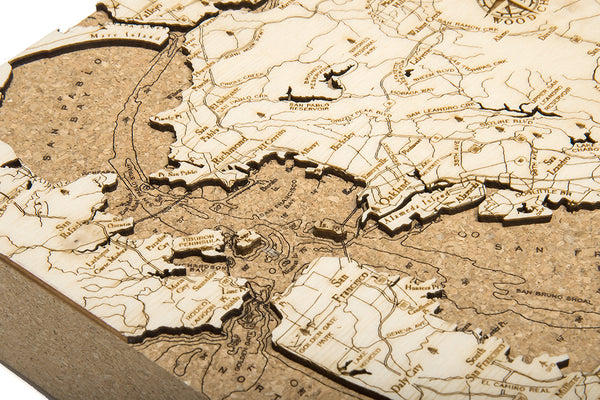 Topography Details on San Francisco Bay Cork Map