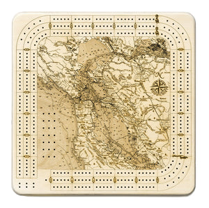 Map of San Francisco Bay Wood Cribbage Board