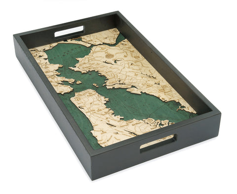 San Francisco Bay Map Wood Serving Tray