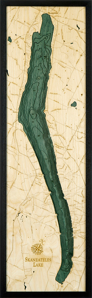 Map of Skaneateles Lake, New York 3-D Nautical Wood Chart