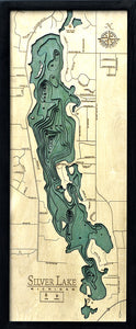 Map of Silver Lake in Michigan 3-D Nautical Wood Chart