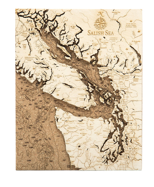 Laser Cut Salish Sea Cork Map