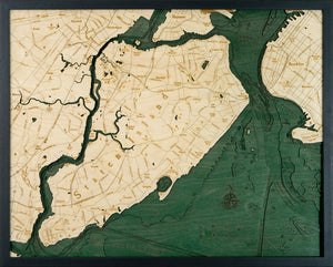 Map of Staten Island, New York 3-D Nautical Wood Chart