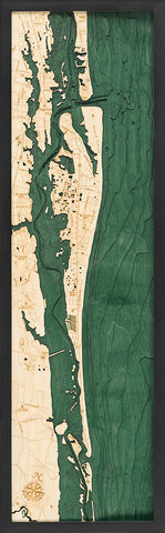 Map of St. Augustine Florida 3-D Nautical Wood Chart