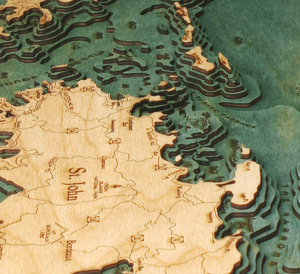 Topography Details on Virgin Islands Map
