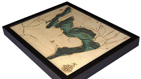 Lake Waramaug, Connecticut 3-D Nautical Wood Chart, Small, 16" x 20"