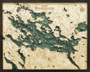 Lake Winnipesaukee, New Hampshire 3-D Nautical Wood Chart, Large, 24.5" x 31"