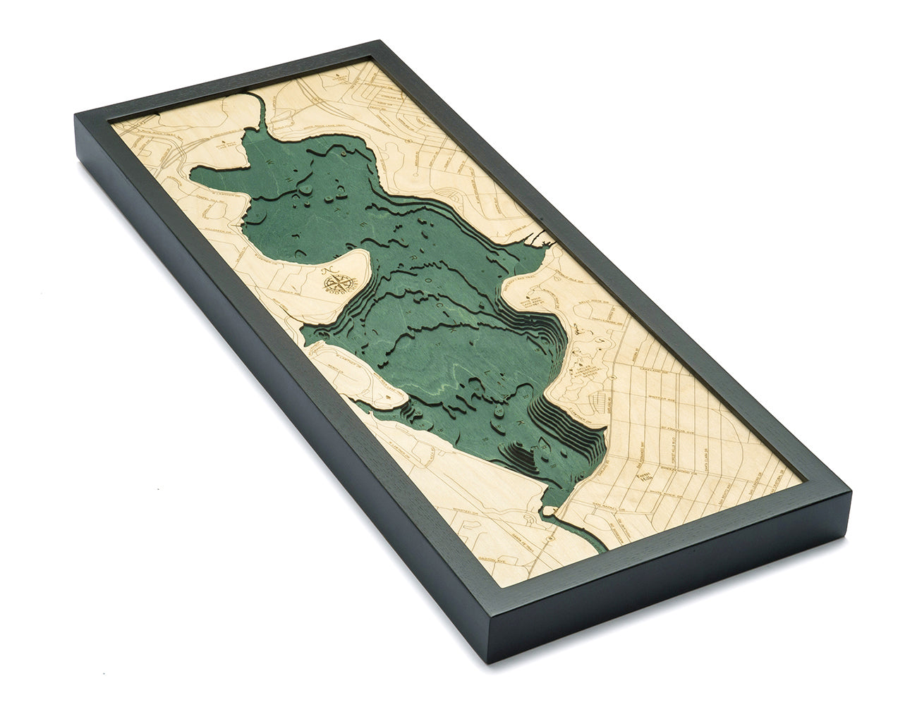 Framed Map of White Rock Lake, Texas 3-D Nautical Wood Chart