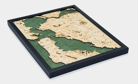 Map of San Francisco Bay, California Single Layer Nautical Chart in Dark Frame