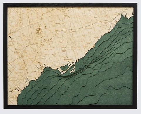 Map of Toronto Canada  3-D Nautical Wood Chart